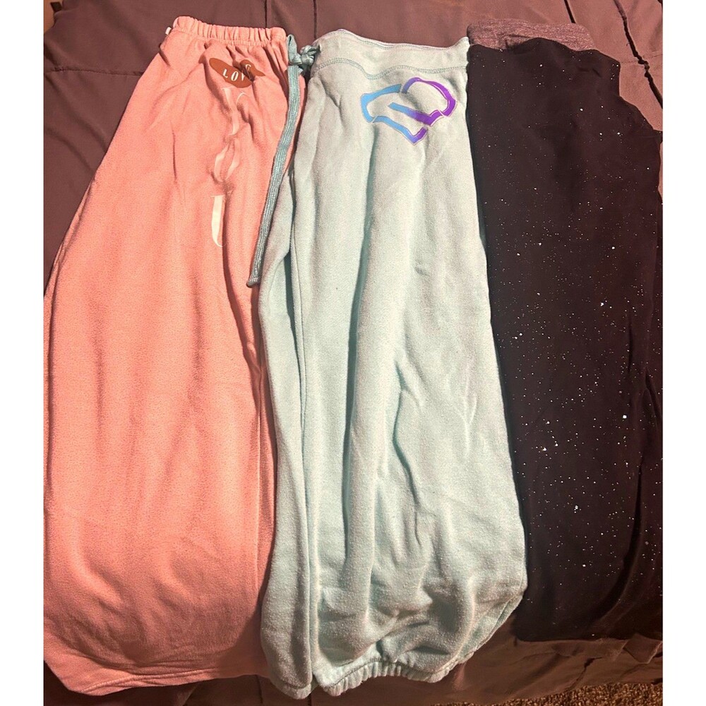 Girls Size 10-12 Multicolor Fleece Jogger Sweatpants Lot of 3 Drawstring